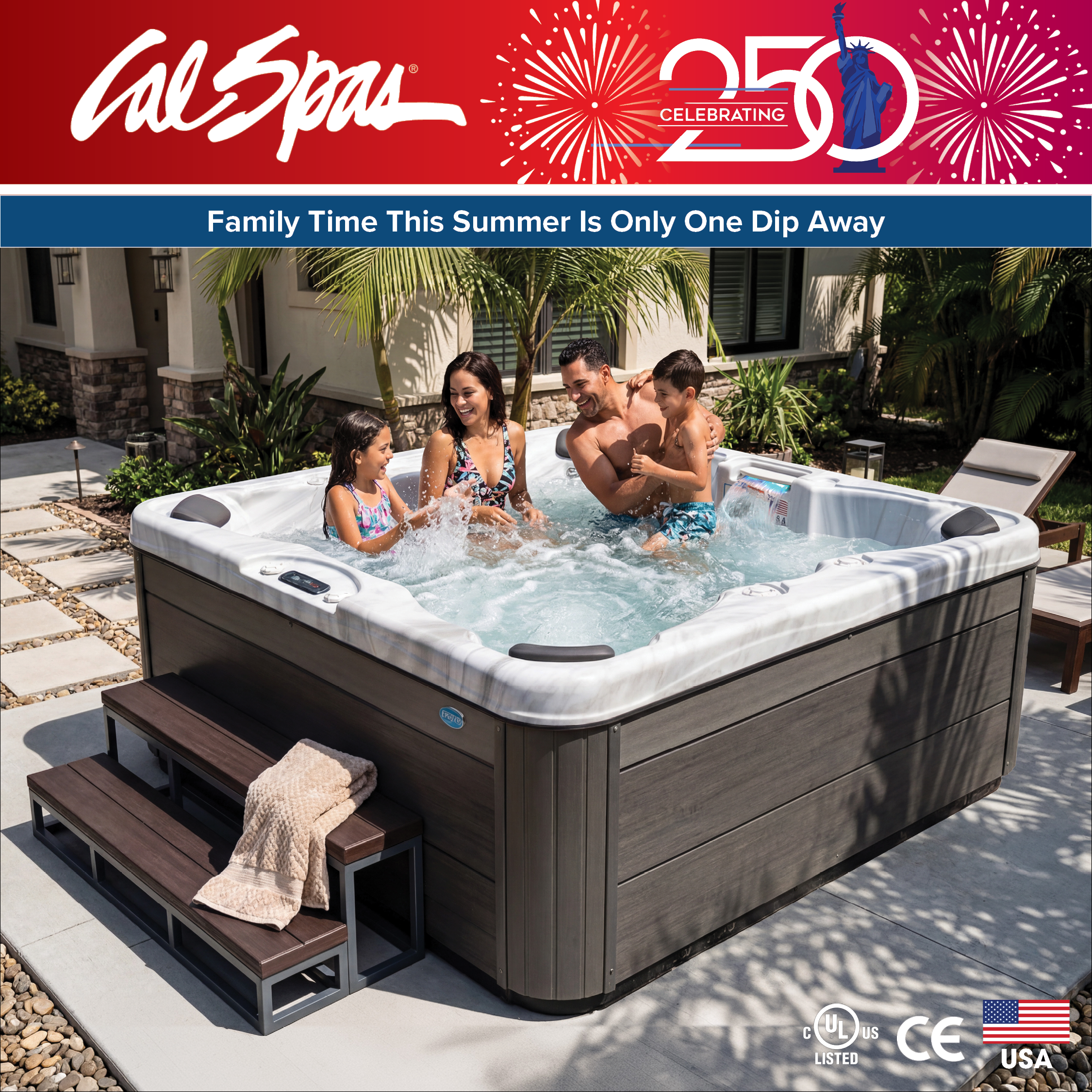Calspas hot tub being used in a family setting - Cupertino